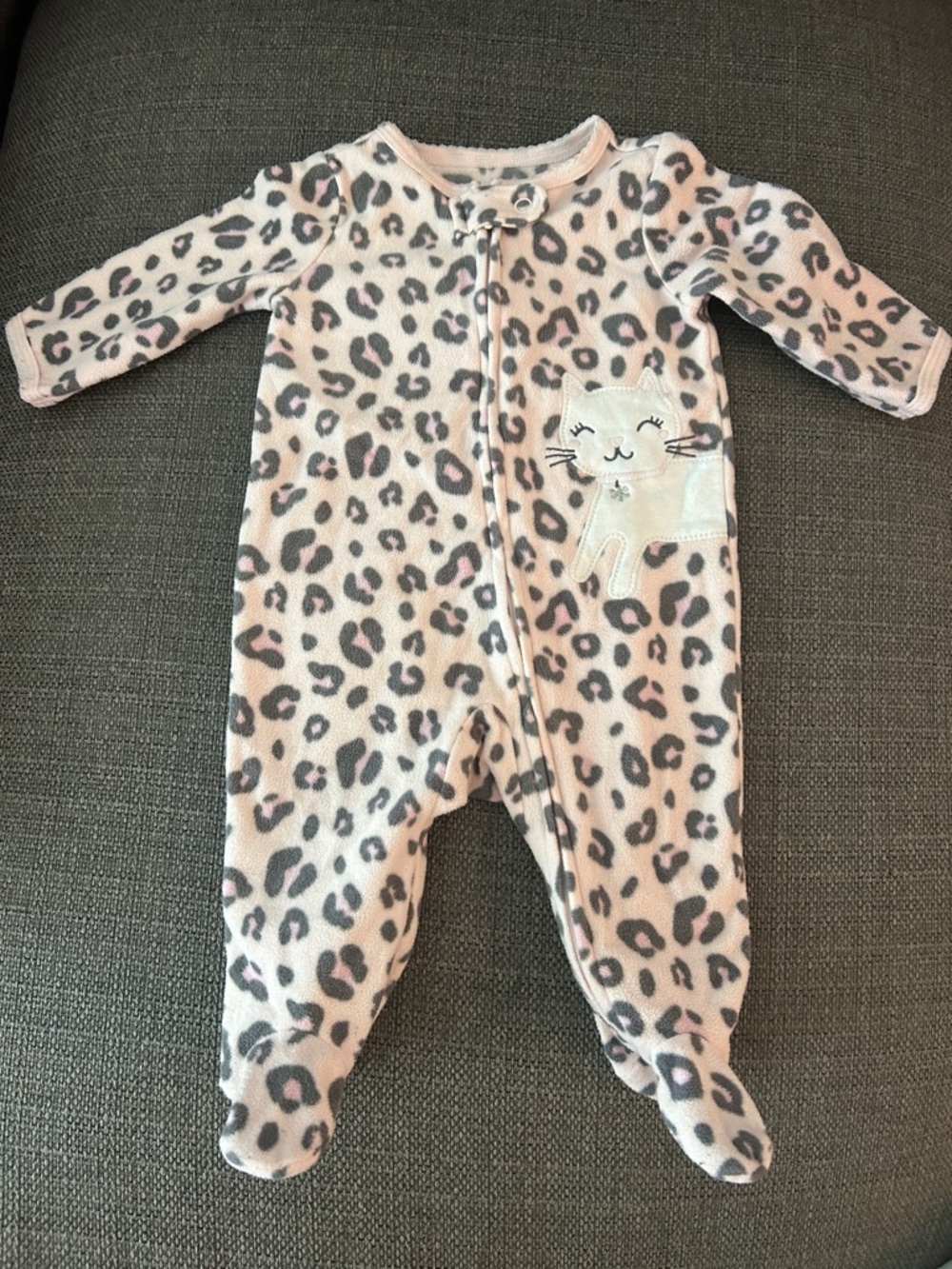 Carter's Pink and Gray Leopard Footed One-Piece